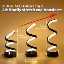 Spiral LED Desk Lamp, Geometric Pattern, Antique Metal Finish, Plastic Material, Dimmable, Freestanding Mount, Holiday Theme, Polished Finish, Touch Switch Control, Adjustable Lighting, Suitable For Various Room Types, USB Powered