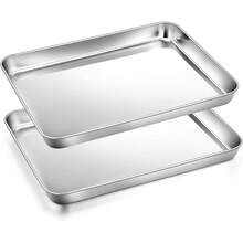 2Pcs Baking Sheet Pan Set, Joyfair Stainless Steel Cookie Sheets, Commercial Metal Pans Toaster Oven Tray Bakeware Roll/Bread/Bacon, Heavy Gauge, Rust-& Dishwasher Safe (9 Inch) - 16 inch - Xem 8