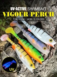 Spinpoler Vigour Perch 7厘米 11厘米 14厘米 桨尾软饵鱼饵紫外线活性摇摆饵适用于鲈鱼梭子鱼梭鲈