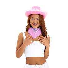 Womens Cowboy Hat, Adult Solid Color Furry Trim Wide Brim Hat Female Cap For Dating Party - Pink - View 11