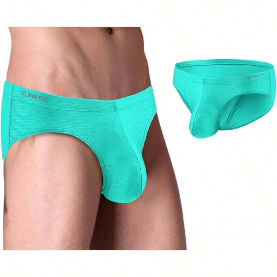 Mens Silk Underwear Briefs Pack Bulge Enhancing Pouch Stretch Bikini Underwear Straight Men L XL 2XL 3XLChristmas IVEB - 亮綠色 - 查看 1