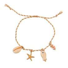 1 pieza Pulsera bohemia de estilo oceánico, creativa, de moda, de lujo elegante, de acero de titanio fino con forma de estrella de mar, delfín, concha, pez de cerámica y piedra natural irregular trenzada, como regalo para dama, hermana, pareja, para uso diario, citas, fiestas, vacaciones, verano, playa, de tamaño ajustable