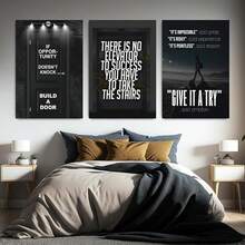 GUBIYU Black Hustle Grind Execution Wall Art Set Of 3 Framed Canvas Office Inspirational Motiviational Wall Decor Art Positive Quotes Posters Living Room Pictures Walls Decor Mens Guys 12x16 - A012 勵志牆畫 - 查看 5