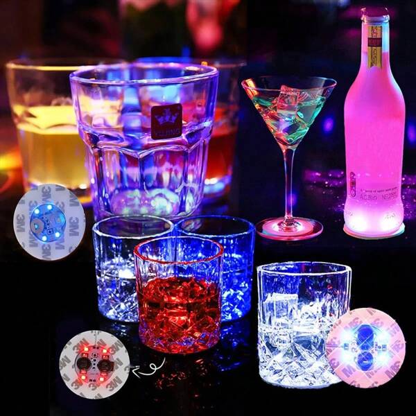 LED Battery Powered Illuminated Coasters, Super Bright For Glasses, Glass Mats, Bottle Drinks, Clubs, Bars, Weddings, Holidays, And Parties
