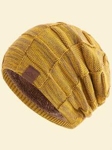 JZML 1件字母裝飾軟款戶外滑雪針織毛帽，附內裡，秋季穿搭 - Fashion Beanie - 查看 26