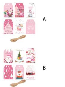 60pcs,Pink Christmas Gift Wrapping Decoration Label, Brown Paper Bag, Paper Box, Gift Bag, Gift Box Decoration Label, Santa Claus, Christmas Tree, Elk, Snowman And Other Christmas Element Packaging Decoration Label, With Brown Hemp Rope, Random Blending Of Patterns Christmas Christmas Decorations Christmas Pajamas Christmas Gifts Christmas Decor - Multicolor - View 10
