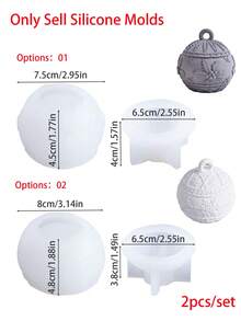 1pc Round Glass Ball Jar Silicone Mold With Lid, DIY Handmade 3D Round Glass Ball Jar Gift Storage Box Plaster Cement Mold, Suitable For Home Decor, Room Decor - Silicone Mold - View 2