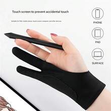 2-Finger Gloves For Sketching By Art Students, Anti-Dirty, Sweat-Absorbing And Oil-Absorbing, Ipad Tablet Anti-Mistaken Touch Screen Gloves, Suitable For Drawing, Tablet Anti-Slip. - Máy tính bảng hai ngón tay [đơn] một lớp màu đen không có sẵn - Xem 2