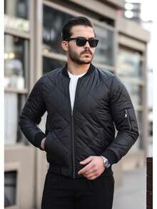 Men's Casual Versatile Warm Zip-Up Jacket For Autumn/Winter - Black - View 4