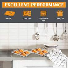 2Pcs Baking Sheet Pan Set, Joyfair Stainless Steel Cookie Sheets, Commercial Metal Pans Toaster Oven Tray Bakeware Roll/Bread/Bacon, Heavy Gauge, Rust-& Dishwasher Safe (9 Inch) - 16 inch - Xem 3