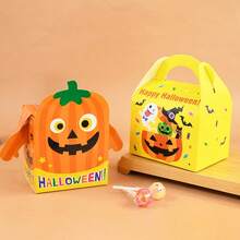 Cartoon Portable Paper Box Pumpkin Ghost Vampire Pattern Baking Biscuit Dessert Packaging Box Happy Halloween Party Gift Box Home Decor Halloween Decor Room Decor