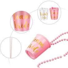 Bộ 12 ly rượu vang dùng trong tiệc cưới kèm dây chuyền hạt cườm - Ly chúc rượu cho cô dâu và chú rể, thích hợp cho tiệc độc thân của cô dâu và chú rể, dây chuyền hạt cườm cho ly nhựa, ly rượu nhỏ đeo cổ, dây chuyền hạt cườm cho phù dâu và phù rể, màu trắng, hồng, đen. - Nhiều màu - Xem 2