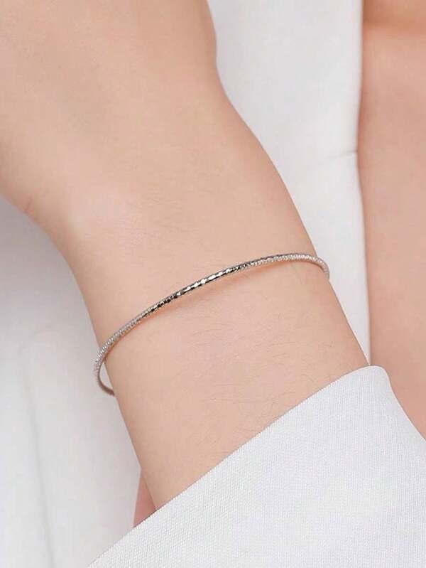 1pc Fashion Starry Sky Flower Ring, Women's Personalized Rhinestone Bracelet, Elegant Shiny Thin Circle Bangle Bracelet, Simple Chic Jewelry