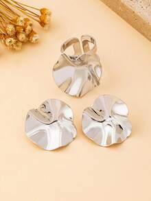 Fashionable Asymmetrical Ring And Earring Set - Ring + Earring Set - View 8