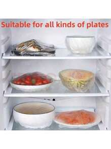 100PCS Disposable Plastic WrapFor Keeping Leftover Foods FreshWith Elastic And Self Seal Closure,Suitable For Covering Bowls AndDishes, Home Use
