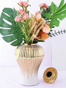 1 Vase en céramique de luxe européen, bocal de rangement général. Décoration de table pour la maison, le salon, l'entrée, la chambre d'hôtel. Vase à fleurs, vase en verre, décoration de pièce - Multicolore - Voir 13