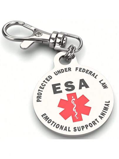 1pc Customized Stainless Steel Medical Symbol Pet Tag, Engraved ID Tag For Animals And Service Dogs/Cats, Collar Pendant