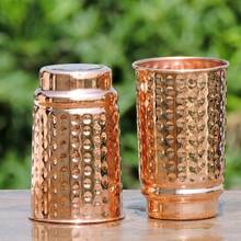 EstiloHealthGoodsIn - Juego De 2 Vasos De Cobre Puro Martillado (99,74%) |   Taza De Cobre De Viajero Para Servir Agua |   Para Beneficios De Salud AyurvéDicos (11,8 Onzas LíQuidas Estadounidenses)VersióN Mejorada - 1 - Ver 8