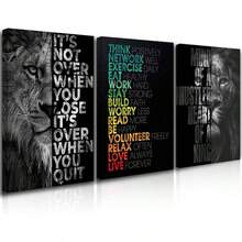 GUBIYU Black Hustle Grind Execution Wall Art Set Of 3 Framed Canvas Office Inspirational Motiviational Wall Decor Art Positive Quotes Posters Living Room Pictures Walls Decor Mens Guys 12x16 - 黑獅勵志牆畫 - 查看 1