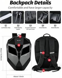 Gelrova LED Backpack With Light Up Moving Eyes,Cool Motorcycle Backpack Hard Shell Laptop Backpack, Knight Serise 19in (Large) - Multicolor - View 3