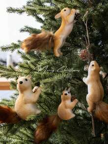 4 件/2 件/1 件可爱逼真的松鼠攀爬装饰，适用于圣诞树装饰、饰品、工艺品、派对、摄影道具、惊喜礼物 - 彩色 - 查看 4