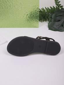 Suede Elastic Band Sandals Bohemian Style New Summer Casual Roman Shoes, Fashion Comfortable Flat Beach Slides - Black - View 9