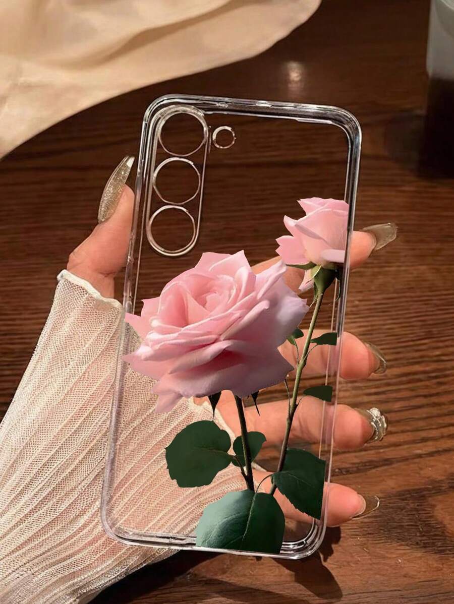 1 pièce Étui de protection souple et avec fleur de rose, compatible avec , Honor, Redmi, Galaxy A04e/12/A13/A14/A34/A50/A52/A53/A54/S21/S22/S23/S24/S25/S25Ultra, 6A/7A/8A, 12T/13T, résistant à l'eau, aux chocs et aux rayures