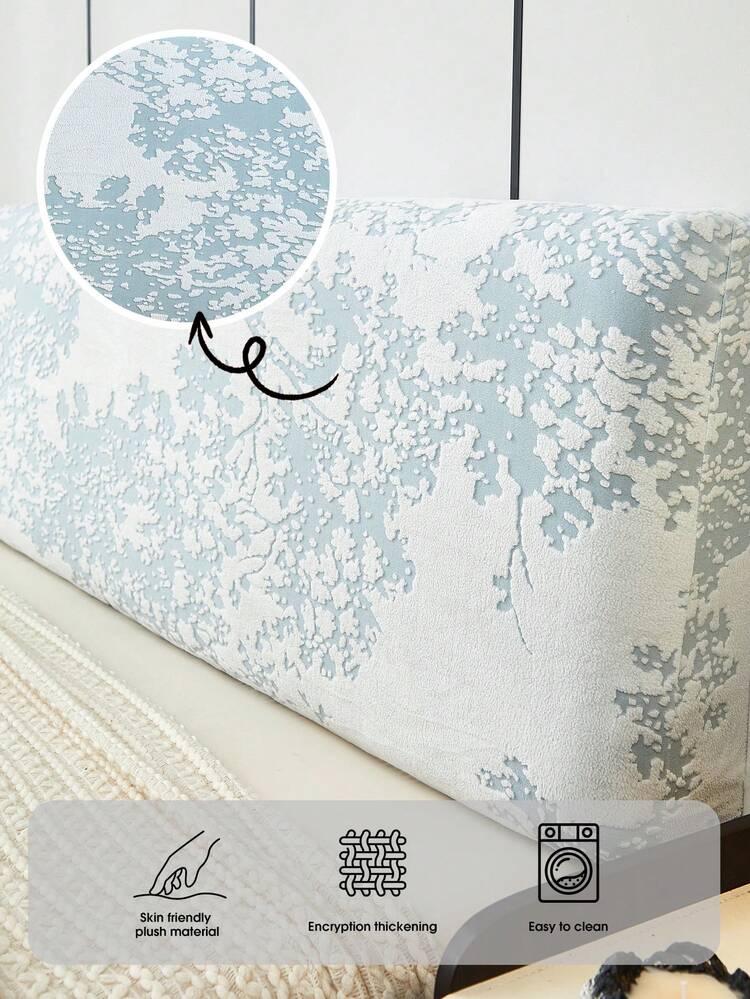 1 Piece Of Jacquard Headboard Cover, Non Slip Fully Wrapped Bed Back Cover, Gray Tree Branch Pattern, Dust-Proof And Covered, Can Be Hand Washed Or Machine Washed After Care, And Can Be Used All Year Round.,Kitchen Decor,Household Items - Blue - View 5