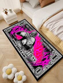1 件带有幽默枪支和美元图案的门垫/地毯 - 防滑、可机洗、适用于厨房、洗衣房、卧室、浴室 - 高端水晶天鹅绒美元图案地毯，防滑、可洗、涤纶地毯/门垫，适用于客厅、卧室、厨房和走廊 - 机织室内地毯，提供增强的舒适性和耐用性，适用于家庭和办公室装饰，时尚家居装饰