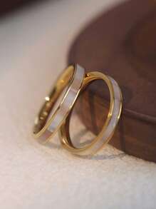 1 件不锈钢 18K 镀金马蹄和贝壳雕刻戒指，优雅的女士珠宝礼物，适合日常佩戴 - 戒指 - 查看 13