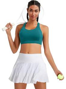 Racerback Molded Cup Sports Bra With Sewn In Pads - B-green - View 5