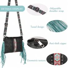 Stylowa torba typu crossbody z frędzlami z PU o dużej pojemności dla kobiet – wielokomorowy design z klasycznym, boho, zachodnim stylem, z frędzlami, nitami i kunsztem tkania. Uniwersalna torba na ramię/do noszenia na ramieniu z odpinanymi, regulowanymi paskami. Idealna na zakupy, zajęcia na świeżym powietrzu, podróże i wyjścia. Idealny prezent dla rodziny i przyjaciół.