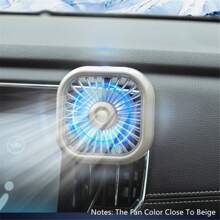 1 pieza Ventilador de salida de aire del coche con ajuste USB, ventilador turbo de 7 aspas de gran potencia con luz atmosférica de color degradado, bajo nivel de ruido y función múltiple, mini ventilador de refrigeración interior para el automóvil