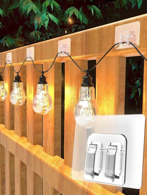 12/36 selbstklebende Outdoor String Light Haken, ohne Beschädigung, ohne Werkzeuge, ohne Löcher, wasserdicht und UV-beständig, geeignet für Innen- und Terrassen-Dekoration, ideal für Weihnachten, perfekt für Erntedankfest