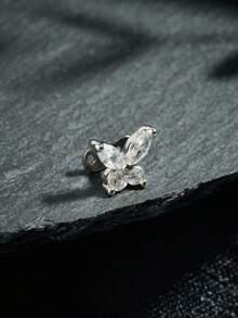 CIZME 1 件时尚钛合金蝴蝶花面部穿孔，适合女性日常装饰，G23 钛钢真皮锚底座和顶部 14G 微皮肤耳钉内螺纹螺丝身体穿孔首饰，防过敏立方氧化锆真皮穿孔微皮肤穿孔身体首饰 - 埋骨釘 - 查看 3