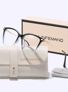 LINFEMAND LINFEMAND Elegant Cat Eye Ochelari decorativi fără prescripție medicală, accesoriu luxos cu ramă moale, cadou de sărbători pentru femei