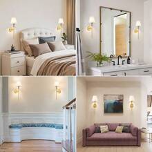 2pcs Modern Matte Black Or Gold Country Style Wall Sconces With Fabric Shades, Suitable For Bedroom, Bathroom, Vanity, Living Room, Mirror, Hallway And Kitchen - Two Wall Lamps - View 9