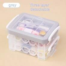 2025 Useful 1pc White/Blue 3-Layer Sewing Box Kit, 22Pcs Household Sewing Kits Case, Portable Sewing Tools Supplies For Daily Use, Travel, Dorm