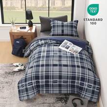 King Comforter Set, Classic Red Black Plaid-Piece Bedding Set, Farmhouse Lightweight All-Season Bed In A Bag With Sheets, Pillowcases & Shams, Home Decor - 海軍藍 - 查看 3