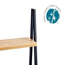 Estantería de baño tipo escalera, 4 estantes, bambú, pino natural negro, 40 x 109,3 x 30 cm - Negro - Ver 4