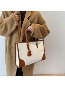 Women Fashion Backpacks, School Backpack - 白配棕 - 查看 12