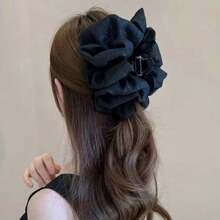 发夹 1 件 韩式双面泡泡发夹，蓬松蓬松造型，黑色蝴蝶结泡泡发夹，时尚 2025 最新款，后脑勺发髻夹，增加发量发饰 优雅爪夹，蝴蝶结配饰，学校用品，黑色蝴蝶结，学院风 - 黑色 - 查看 7