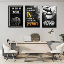 GUBIYU Black Hustle Grind Execution Wall Art Set Of 3 Framed Canvas Office Inspirational Motiviational Wall Decor Art Positive Quotes Posters Living Room Pictures Walls Decor Mens Guys 12x16 - A001 黑白勵志牆飾 - 查看 2