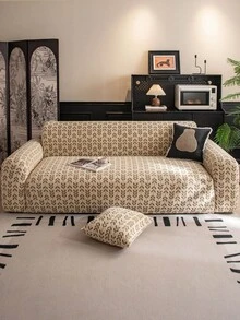 1pc 3D Sofa Cover, Stretchy Multifunctional Full Coverage Sofa Slipcover With Geometric Pattern Design, Suitable For Spring, Summer, Autumn And Winter, Protects Sofa & Decor, Includes 1 Pillow Case - Khaki - View 8