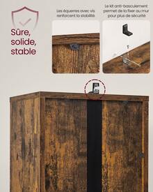 VASAGLE Custos Collection - Bibliothèque, Étagère Haute sur 6 Niveaux, avec Porte, Meuble de Rangement Ouvert, 24 x 31,8 x 175 cm, pour Salon, Bureau, Salle à Manger, Marron Rustique - Acajou - Voir 4