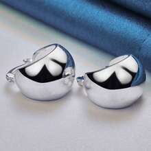 925 Sterling Silver Plated 1 Pair - Hypoallergenic Glossy Earring Buckles Simple Style - Suitable For Daily Wear - Perfect Gift - Mother's Day Gift - Silver - View 5