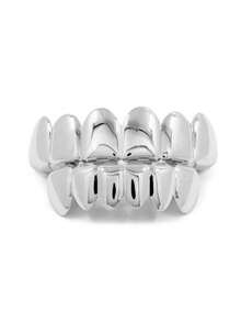 2 件 6 齿光滑镀金假牙套，适合男女休闲佩戴 - 彩色 - 查看 8