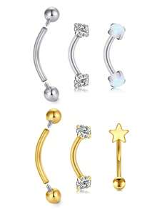 CIZME 3 khuyên tai Rook Daith 16G cho nữ bằng thép không gỉ 8mm 10mm, nhẫn lông mày khảm đá CZ Opal màu ngọc lam, nhẫn môi bụng, bề mặt sụn, trang sức xỏ khuyên vành tai - Bông tai Rook - Xem 11
