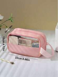 3pcs Set - 1 Waterproof Summer Travel Cosmetic Bag, Multi-Functional Makeup Organizer Bag, Portable Travel Storage Bag For Skincare, Cosmetics, Makeup Brushes, Eyeshadow Palette, Foundation, Lipstick, Jewelry, Bridesmaid Gift, Mother's Day Gift Beach Bag,Toiletry Bag Back To School - White - View 17