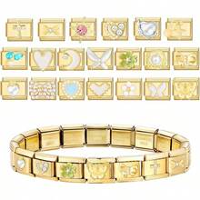DIY Italian Charms Bracelet Set With 9 Charms And Starter Bracelet - C-starter Bracelet Set-20Pcs Gold - View 3